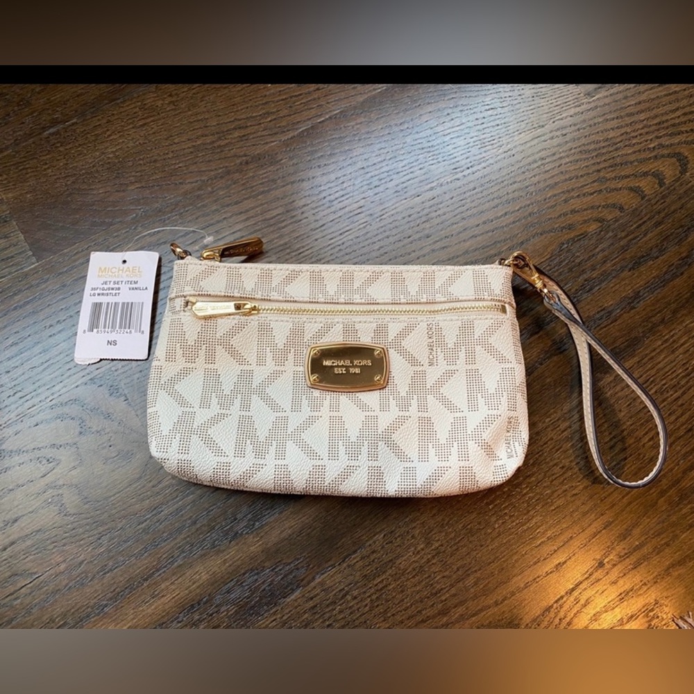 Michael Kors Beige Monogram Wristlet